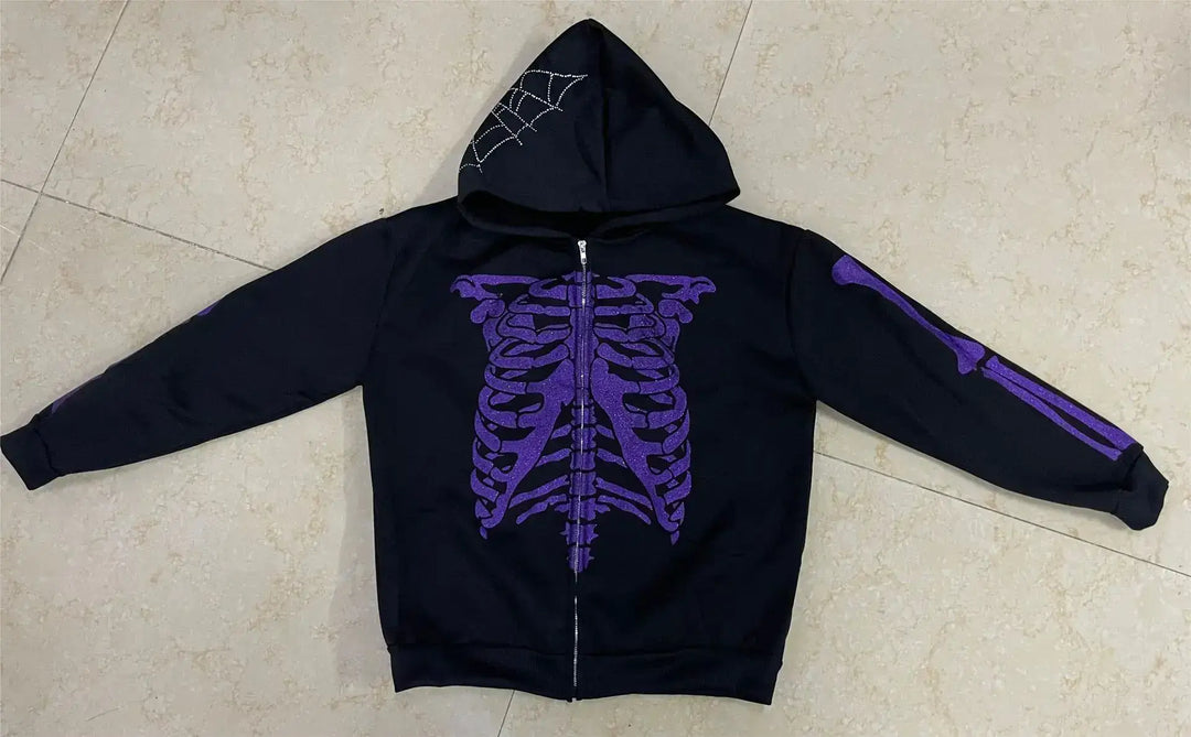 Men's Streetwear Bones / Skull Zip-up Hoodies