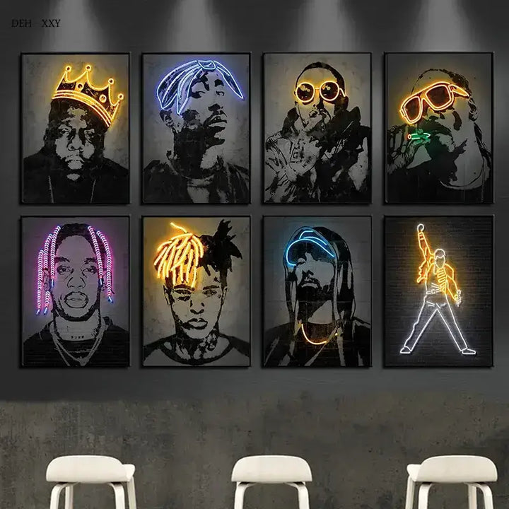 Neon Roots - Hip Hop and Rock Wall Art