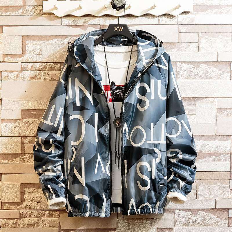 Men Casual Streetwear Hooded Printing Coats