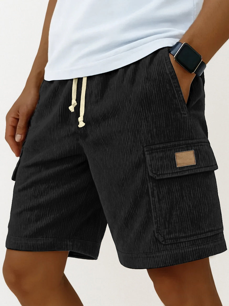 Men's Drawstring Corduroy Cargo Shorts