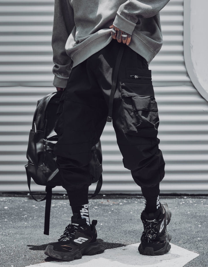 IBP442 Matte Black Cargo Joggers
