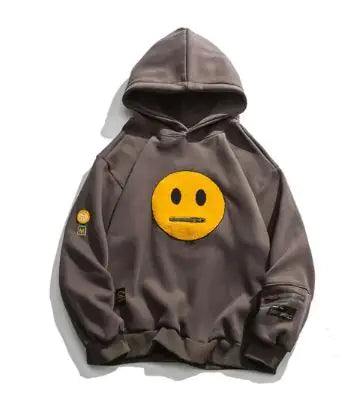 Smiley Face Patchwork Hooded Sweatshirt