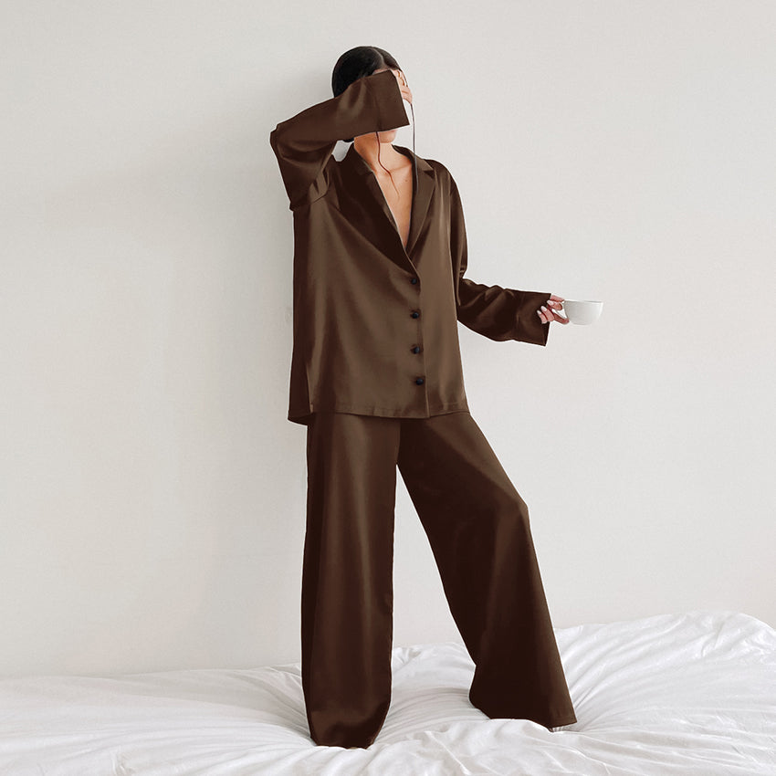 Women's Home Lounge-wear Super Baggy Silk Monocolor Pajamas