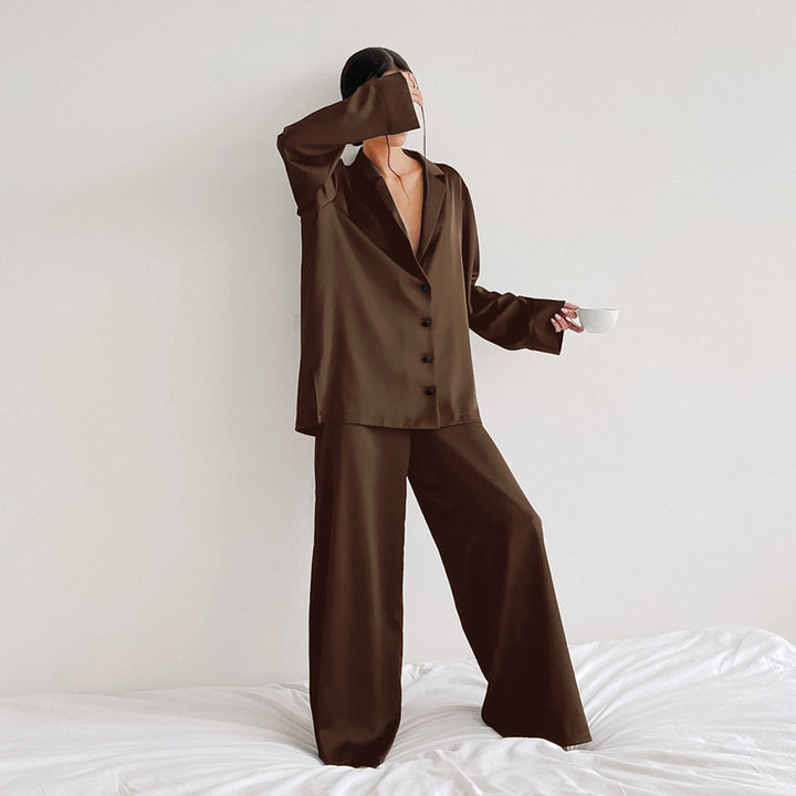 Women's Home Lounge-wear Super Baggy Silk Monocolor Pajamas