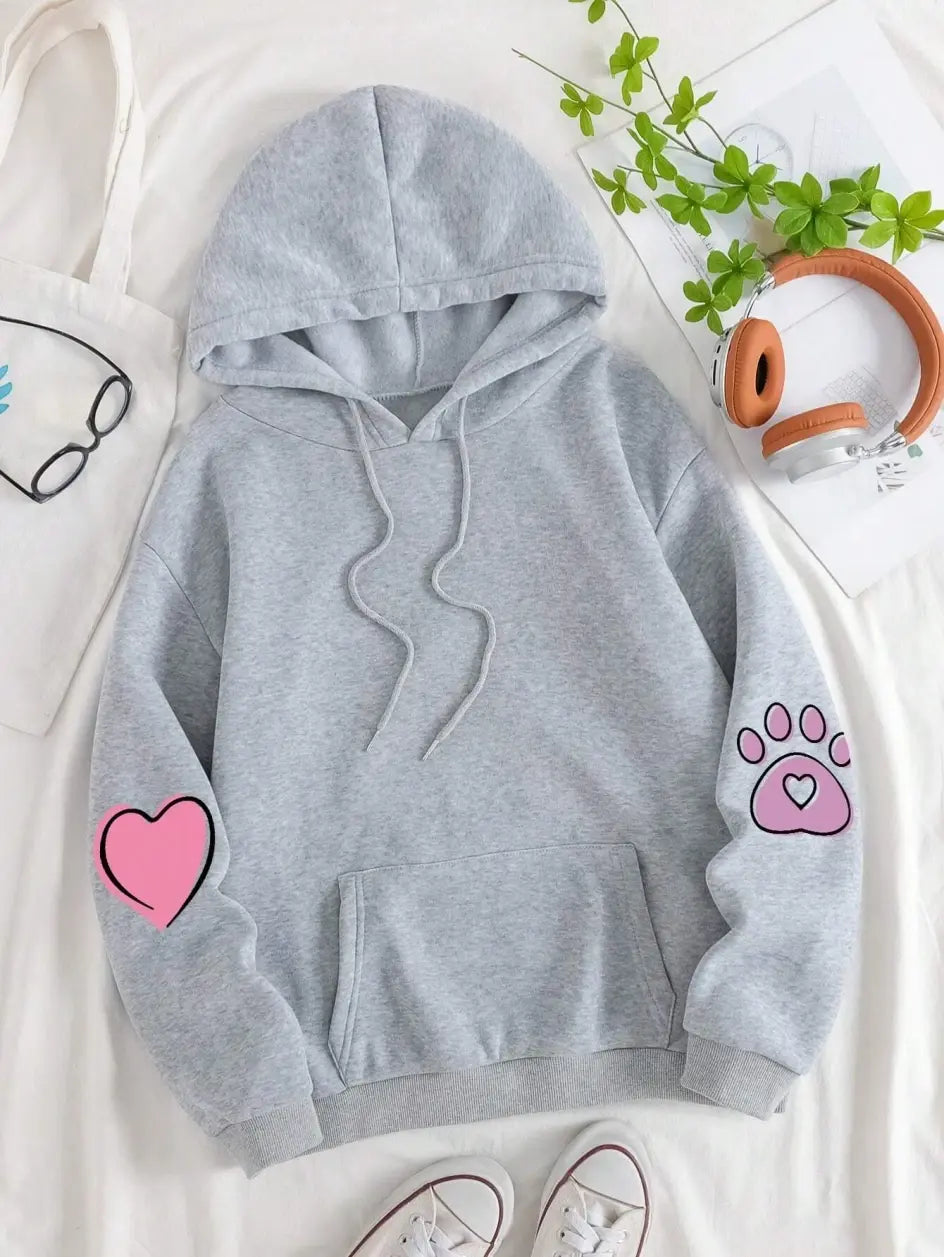 Hip Hop Street Casual Prints Female Sweatshirts Harajuku Fleece Hooded Fashion S-XXL Hoodies Loose Oversize Tops Women