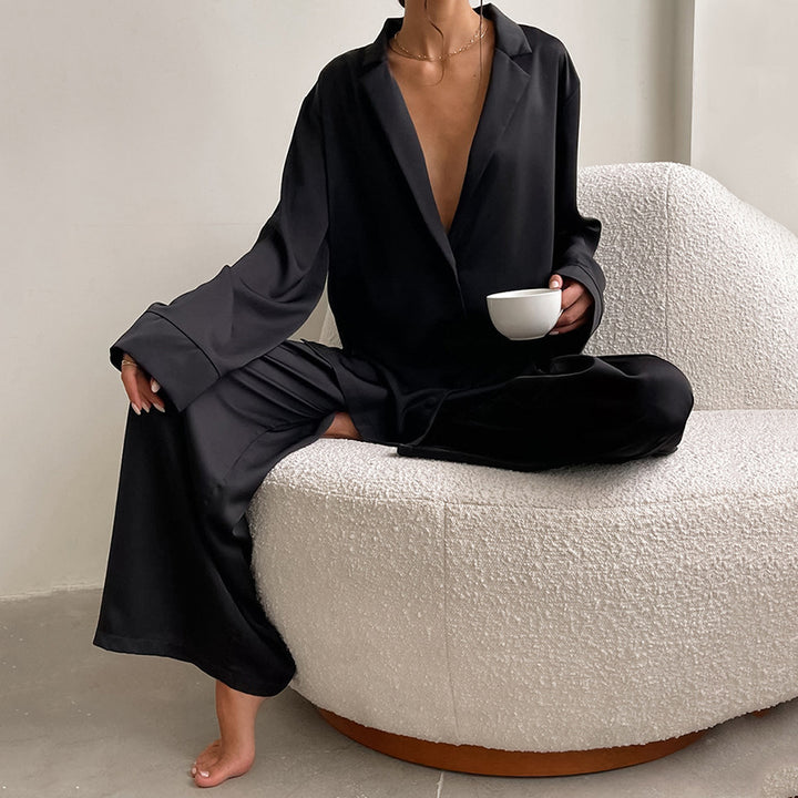 Women's Home Lounge-wear Super Baggy Silk Monocolor Pajamas