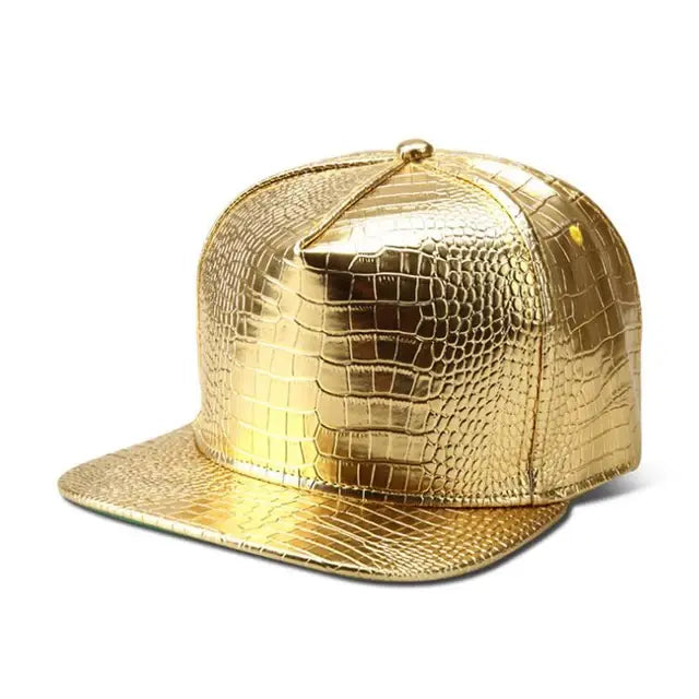 Shiny Faux Aligator Skin Hip-Hop Snapback Baseball Hat