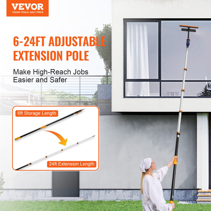 Telescoping Pole, 6 To 24 FT Pole, Extension Multi-Purpose Pole, Sturdy Aluminum Alloy Paint Extendable Pole With Flip-Lock Design, Telescopic Pole For Painting, Dusting And Cleaning