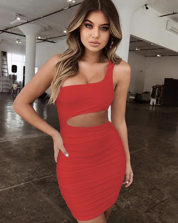 Modern Slim One-shoulder Short Dress Sexy Fashion Mini Dress For Women