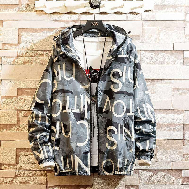 Men Casual Streetwear Hooded Printing Coats