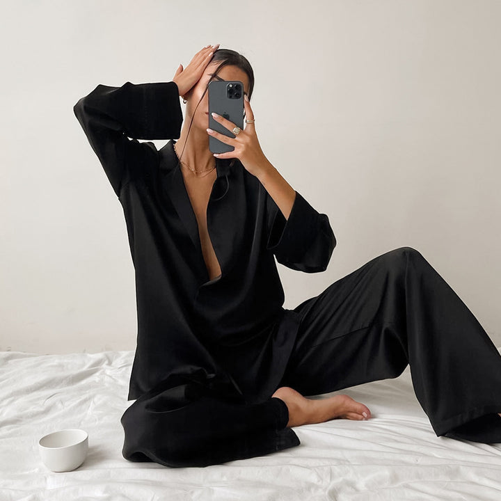 Women's Home Lounge-wear Super Baggy Silk Monocolor Pajamas