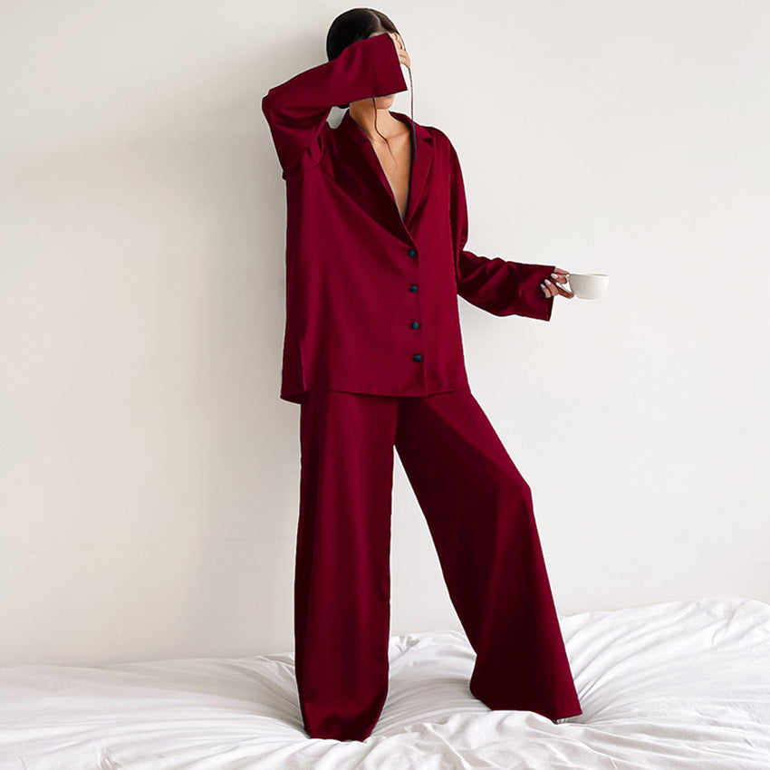 Women's Home Lounge-wear Super Baggy Silk Monocolor Pajamas