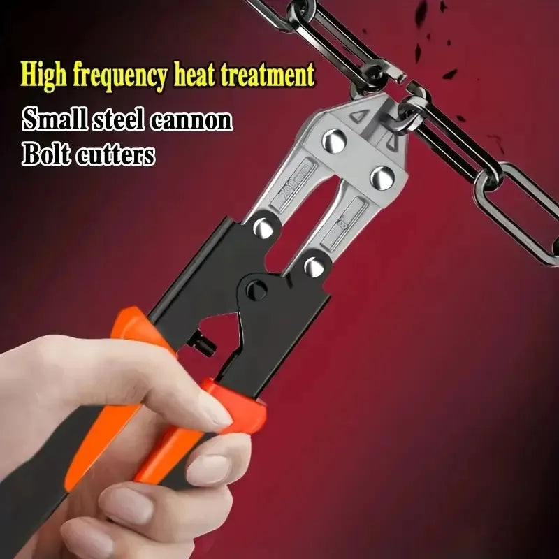 Heavy-duty 8-inch Multi-purpose Wire Cutters, Labor-saving Bolt Cutters With Olecranon Scissors, Chain Pliers, Steel Construction, Polished And Painted Surfaces For Fencing, Construction An