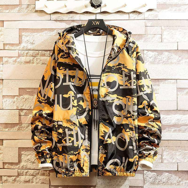 Men Casual Streetwear Hooded Printing Coats