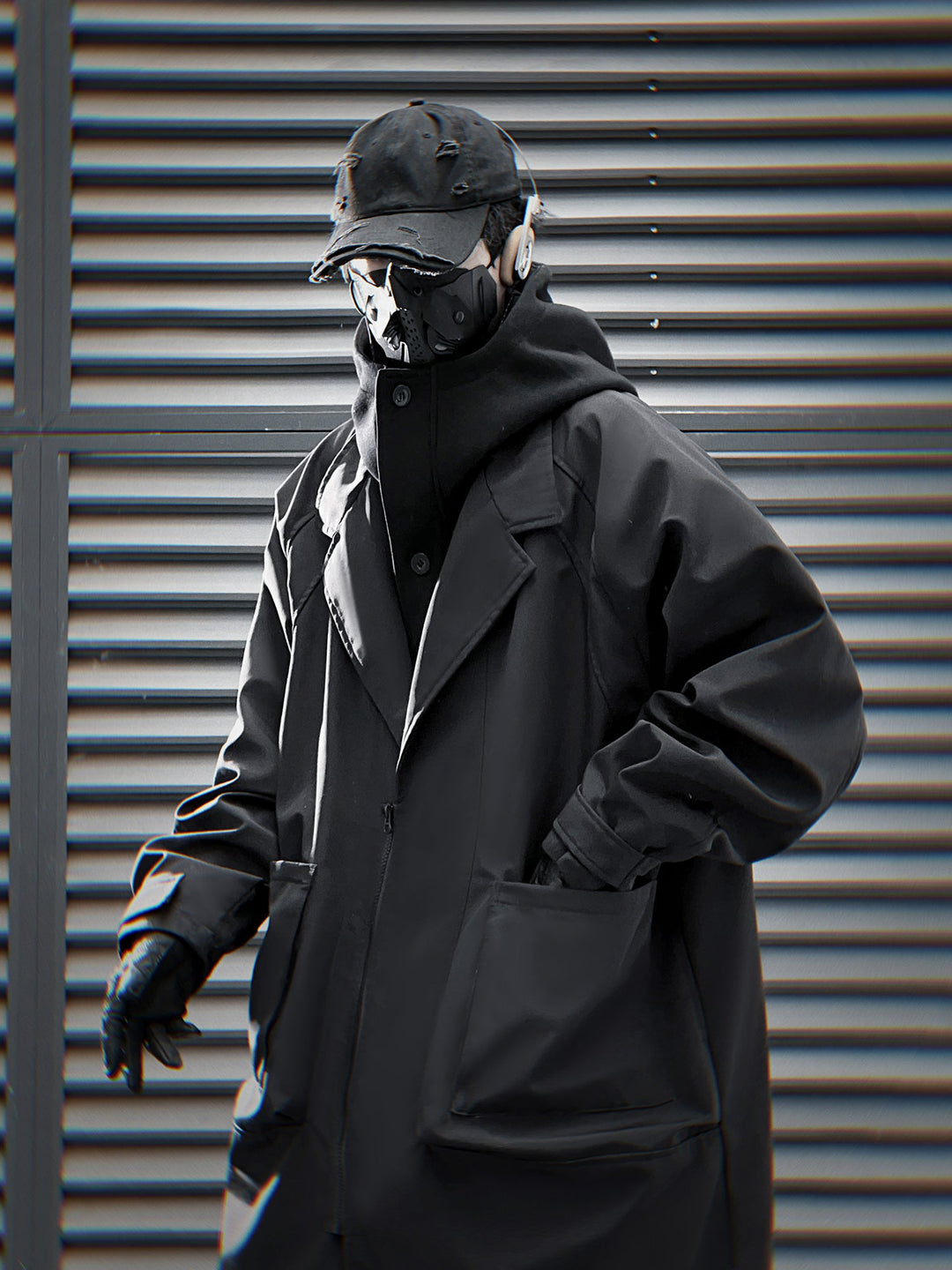 HiJ36 Black Urban Trench Coat