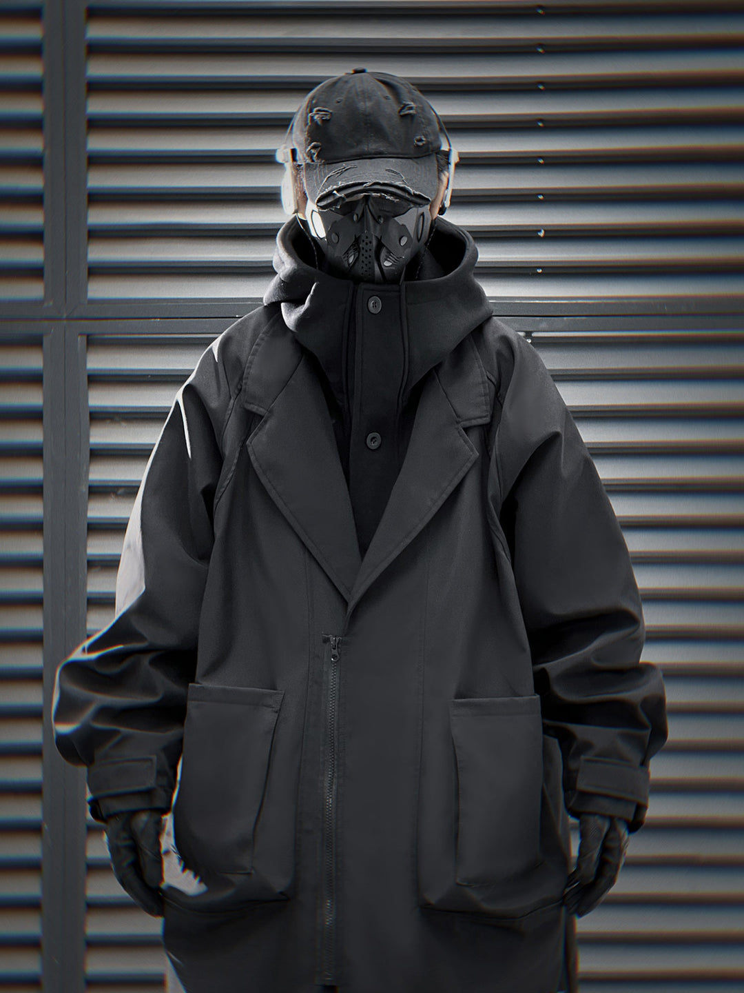 HiJ36 Black Urban Trench Coat