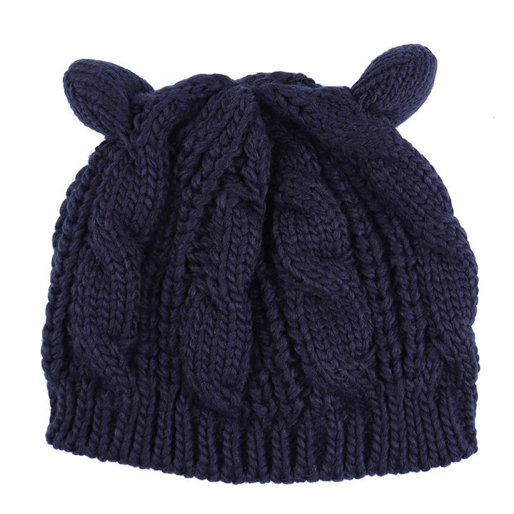 Hand Made 3D Cute Knitted Cat Ear Beanie For Winter