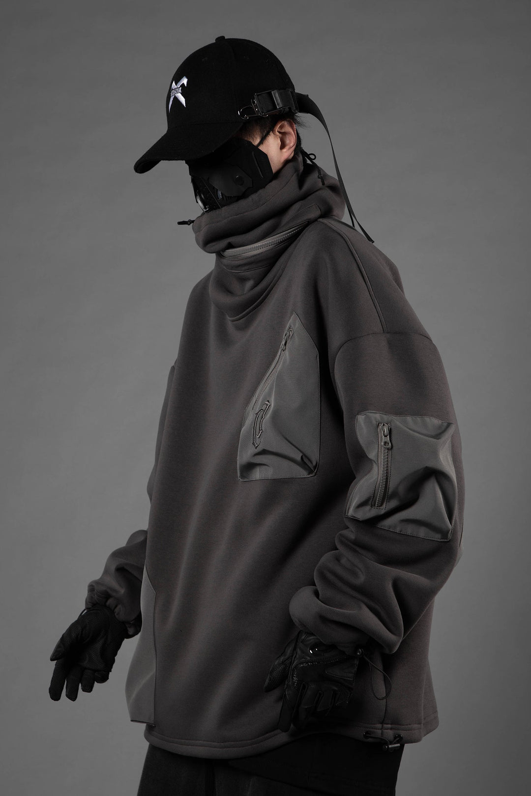 HiH33 Grey Utility Hoodie