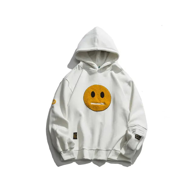 Smiley Face Patchwork Hooded Sweatshirt