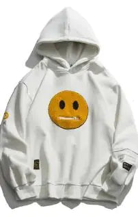 Smiley Face Patchwork Hooded Sweatshirt