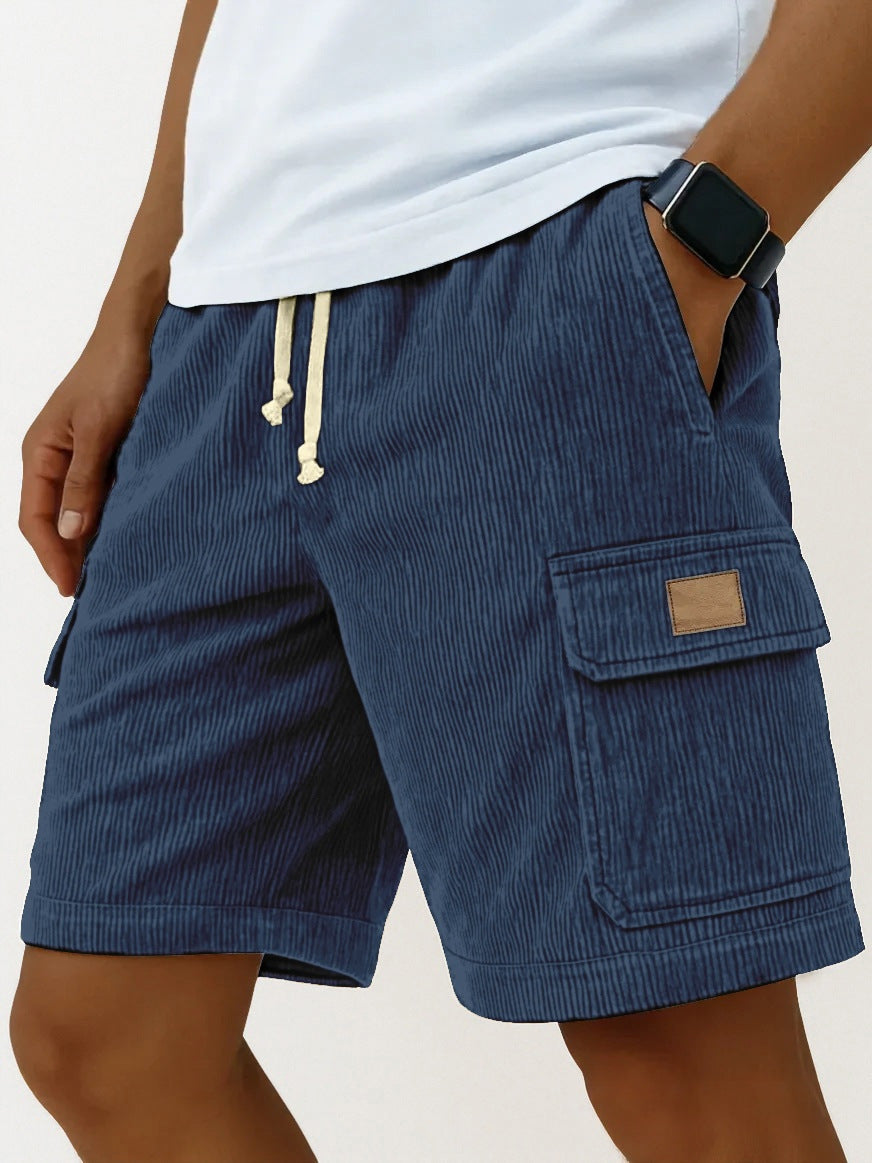 Men's Drawstring Corduroy Cargo Shorts