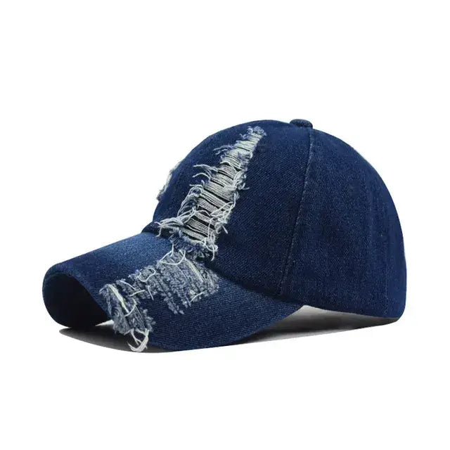 Shredded Black or Blue Denim Baseball Hat For Men Women Snapback hats Casual Hip Hop Casquette Cap