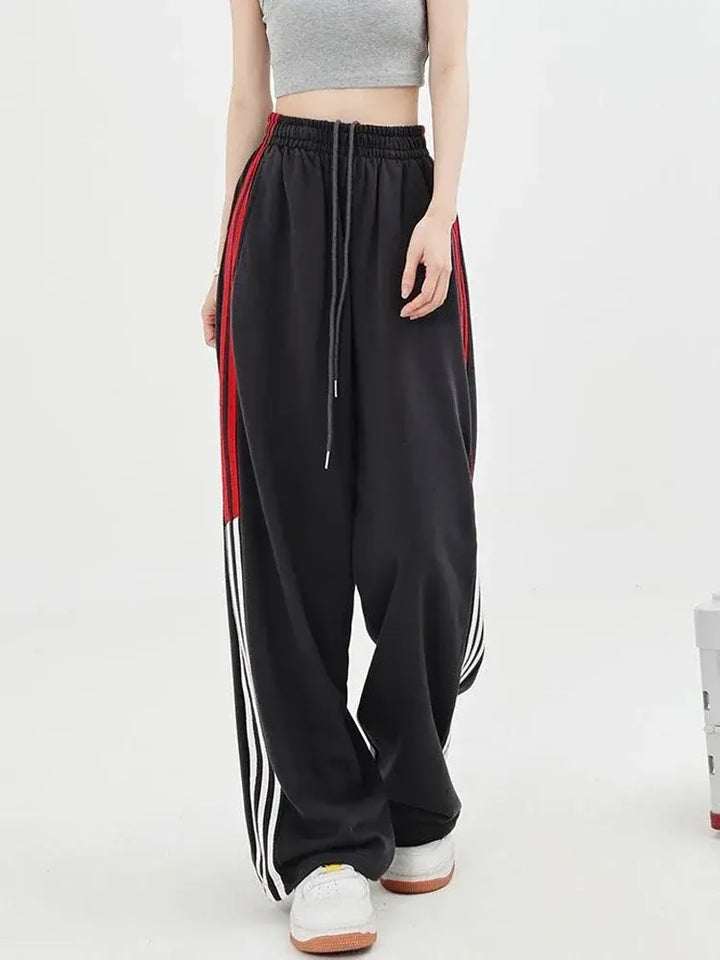 Y2K Women Streetwear Sport Pants Fashion High Eleastic Waist Baggy Straight  Pants Techwear Joggers Hip Hop Streetwear Female