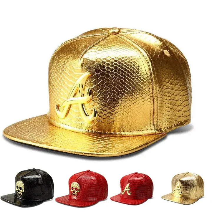 Shiny Faux Aligator Skin Hip-Hop Snapback Baseball Hat