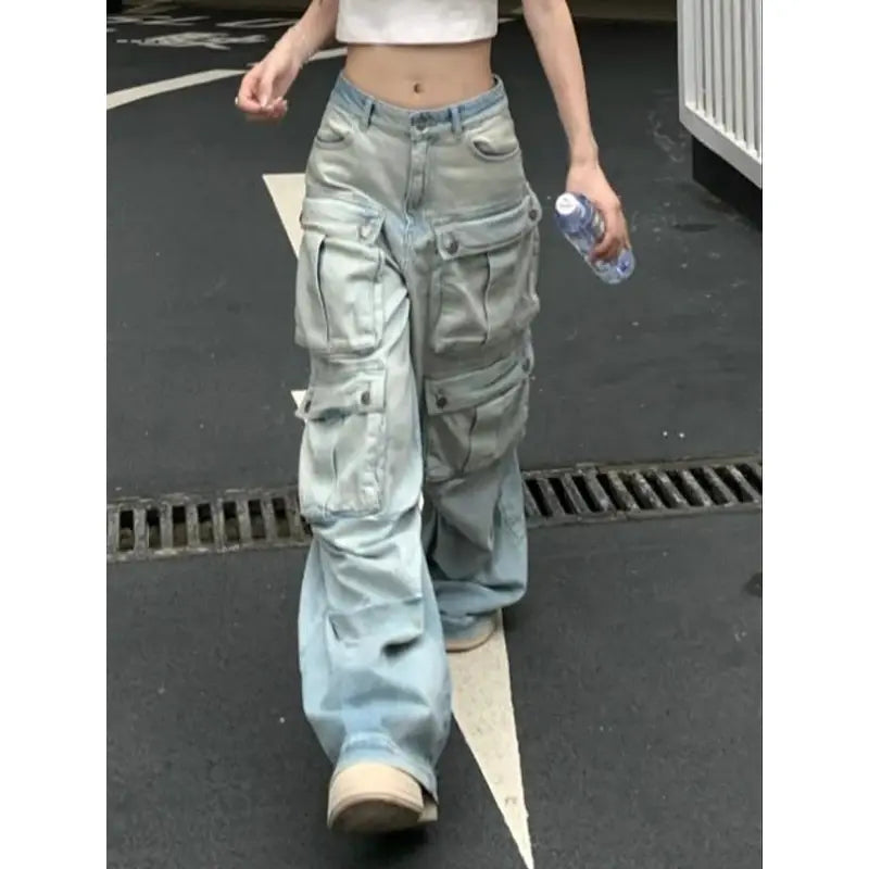 Female 90's Double Cargo Jeans 90's Hip Hop Style