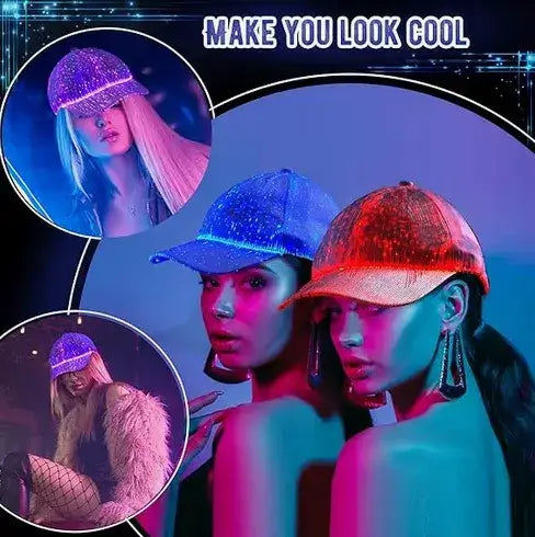 Multi Function LED Fiber Optic Cap, Neon, Nightclub, Grand Event, Concert, Shining Hat, Festival Party Supplies, Seven Color NOTE:Due to the different display and different light,the picture may not reflect the actual color of the item.Thanks for your und