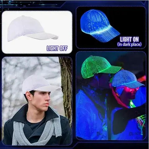 Multi Function LED Fiber Optic Cap, Neon, Nightclub, Grand Event, Concert, Shining Hat, Festival Party Supplies, Seven Color NOTE:Due to the different display and different light,the picture may not reflect the actual color of the item.Thanks for your und