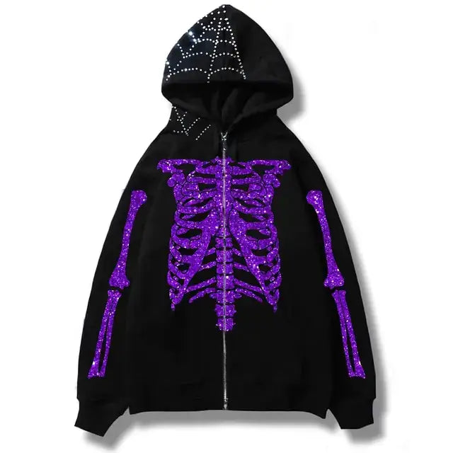 Men's Streetwear Bones / Skull Zip-up Hoodies