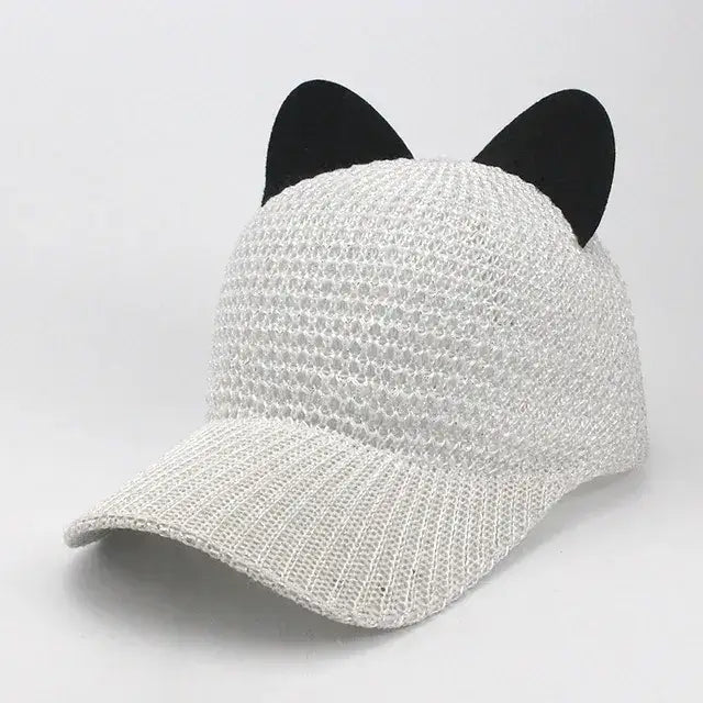 Summer Cute Cat Ear Breathable Sunscreen Mesh Baseball Caps Womens Adjustable Snapback Gorras Planas Hip Hop Bone Casquette Hats