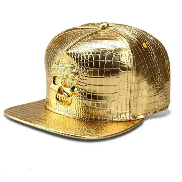 Shiny Faux Aligator Skin Hip-Hop Snapback Baseball Hat