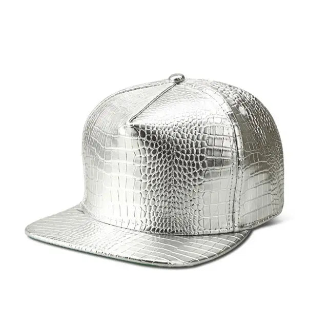 Shiny Faux Aligator Skin Hip-Hop Snapback Baseball Hat