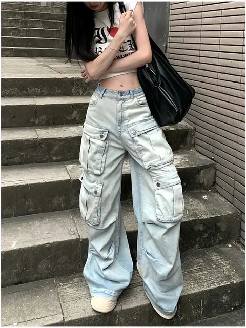 Female 90's Double Cargo Jeans 90's Hip Hop Style