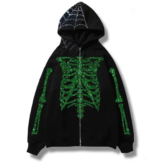 Men's Streetwear Bones / Skull Zip-up Hoodies