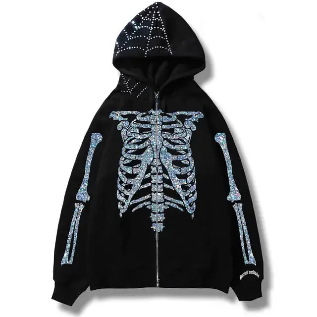 Men's Streetwear Bones / Skull Zip-up Hoodies