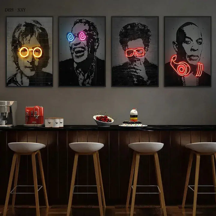 Neon Roots - Hip Hop and Rock Wall Art