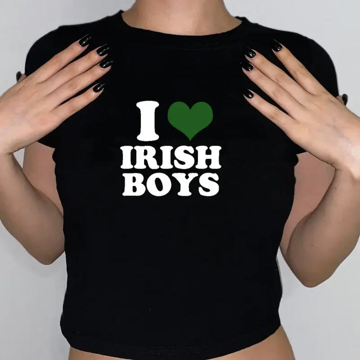 I Love Irish Boys Female Hip Hop Graphic Women Crop Top T-Shirt