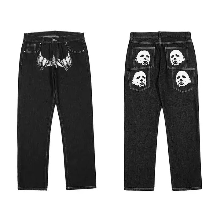 Spooky Printed Hip Hop Denim Jeans