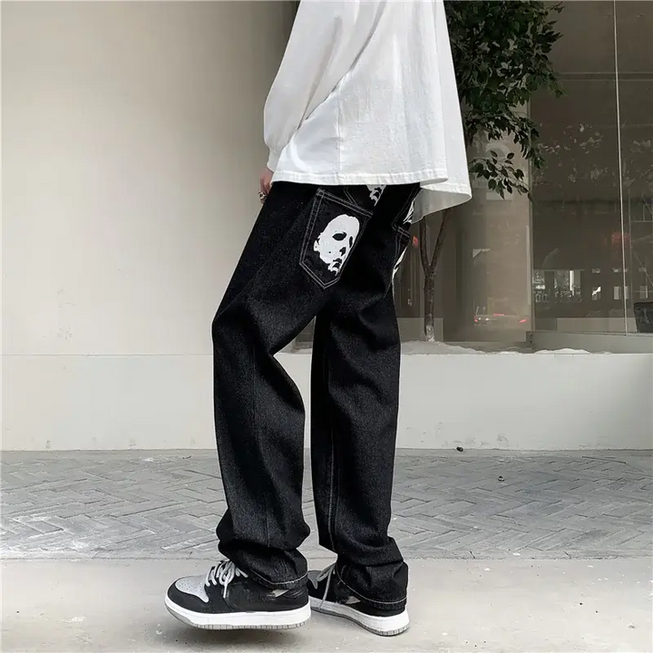 Spooky Printed Hip Hop Denim Jeans