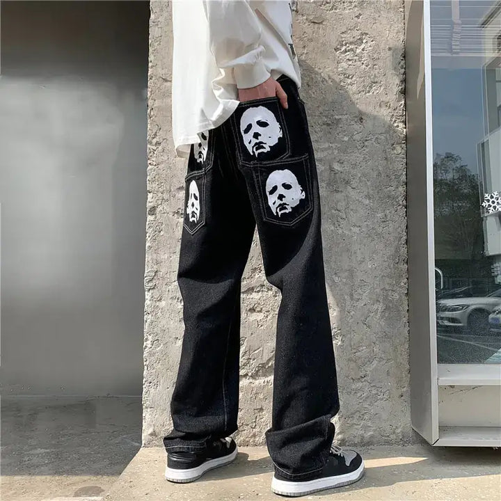 Spooky Printed Hip Hop Denim Jeans