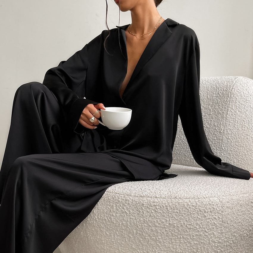 Women's Home Lounge-wear Super Baggy Silk Monocolor Pajamas