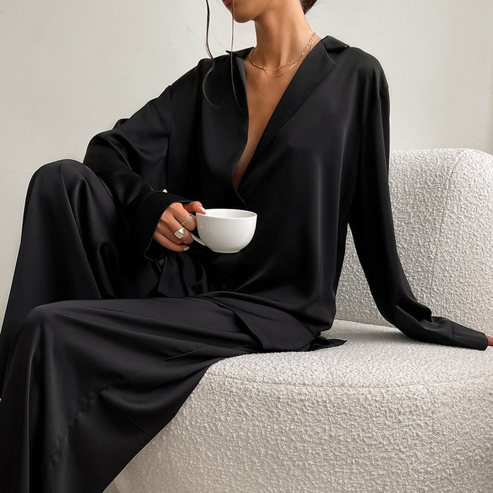 Women's Home Lounge-wear Super Baggy Silk Monocolor Pajamas
