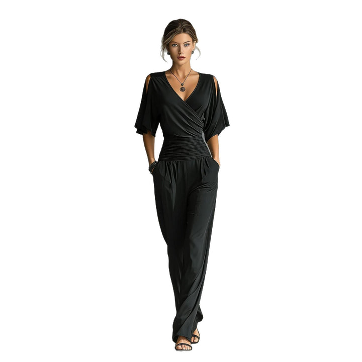 Stylish Sexy Elegant Refined Split-Shoulder V-Neck Slim-Fit Jumpsuit For Women