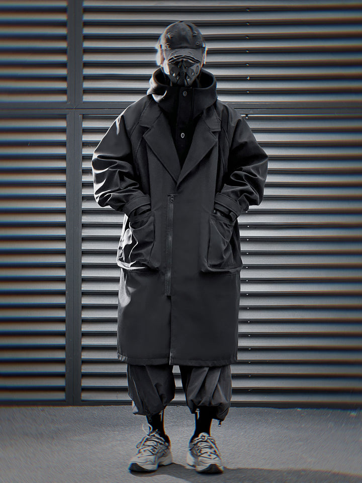 HiJ36 Black Urban Trench Coat