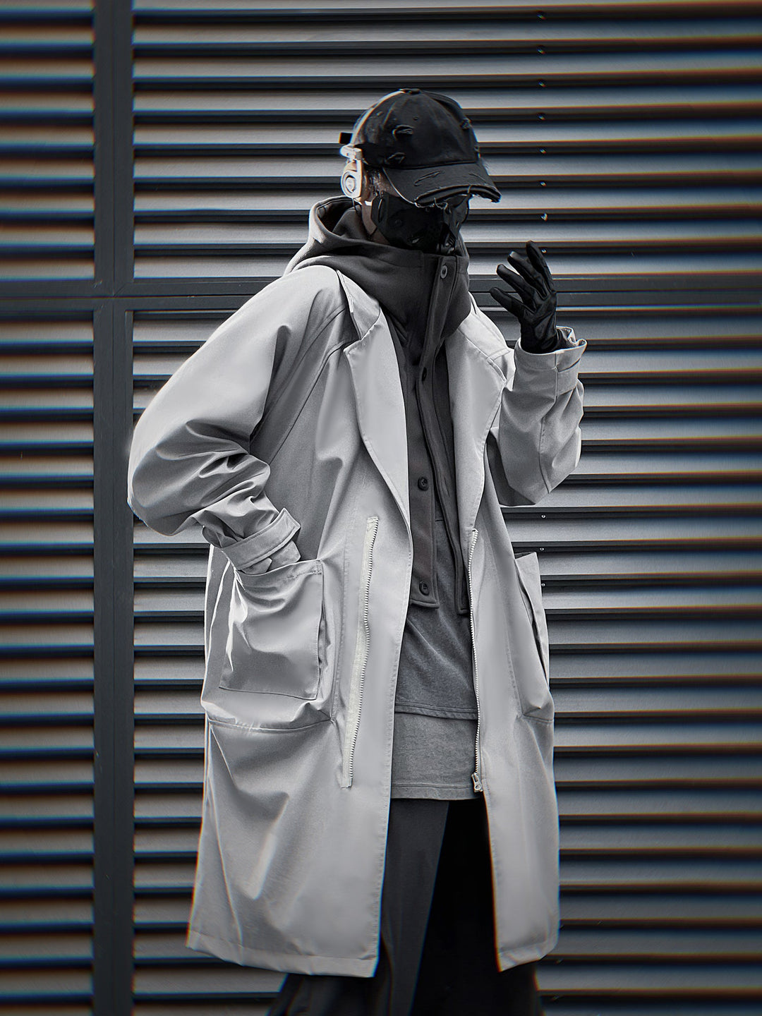 HiJ36 Grey Urban Trench Coat