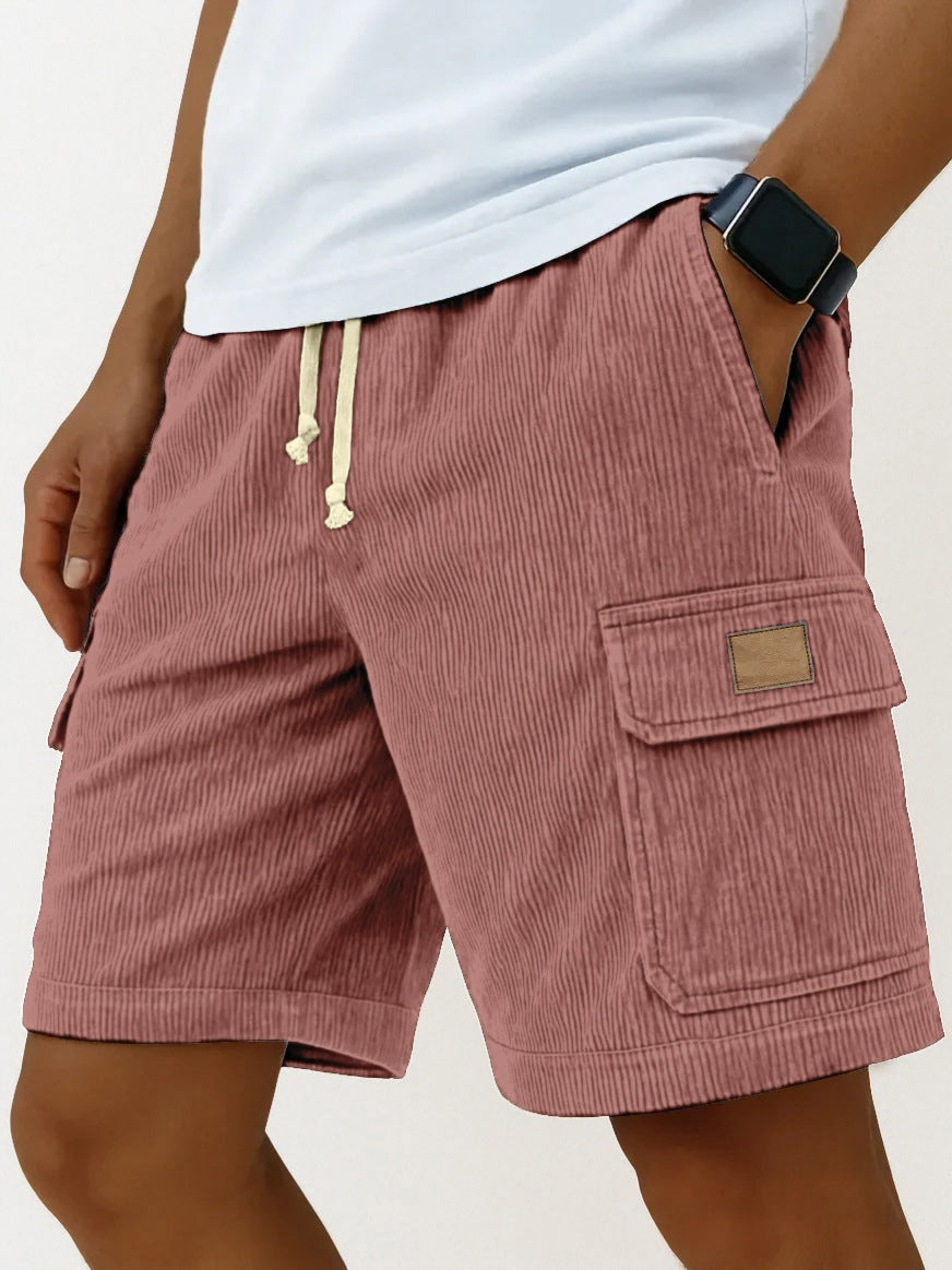 Men's Drawstring Corduroy Cargo Shorts