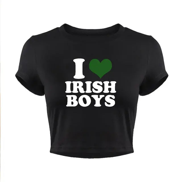 I Love Irish Boys Female Hip Hop Graphic Women Crop Top T-Shirt